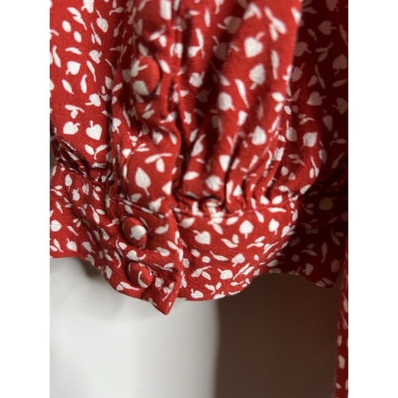 Madewell Womens Overture To In Ditsy Floral Red Plus Sz 3X Blouse Dainty - Picture 7 of 11